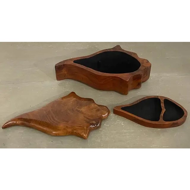 Late 20th Century French Modern Specimen Hardwood Carved Conch Shell Motif Box For Sale In West Palm - Image 6 of 10