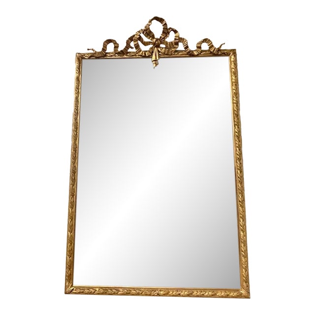 19th C French Louis XVI Giltwood Ribbon Mirror For Sale