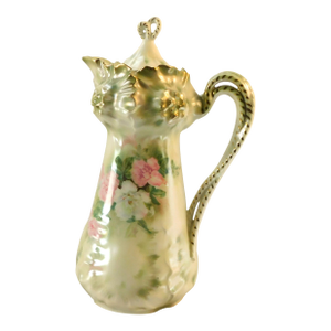 1900s Reinhold Schlegemilch Pink Floral Chocolate Pot
