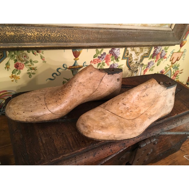 Wood 1920s Primitive Carved Wood Metal Shoe Forms - a Pair For Sale - Image 7 of 13