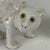 Pair of Vintage French White Tin Glazed Terracotta Cat Figurines With Green Glass Eyes For Sale - Image 4 of 10