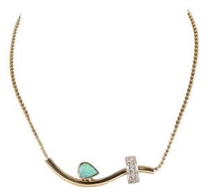 Australian Opal and Diamonds 14k Tri Color Gold Necklace