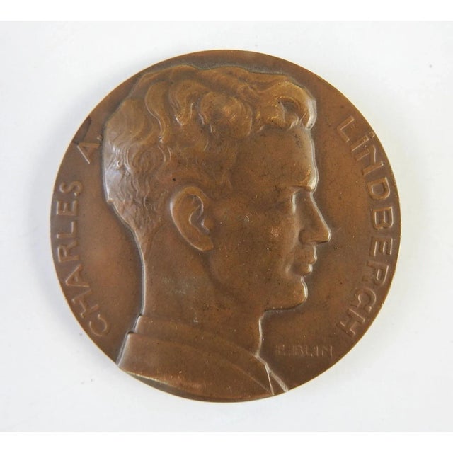 Art Deco 1927 Bronze Medallion Charles Lindbergh Spirit of St. Louis For Sale - Image 3 of 3