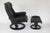 Mid-Century Modern Ekornes Stressless Large Royal Paloma Black Leather Swivel Recliner and Ottoman For Sale - Image 3 of 18