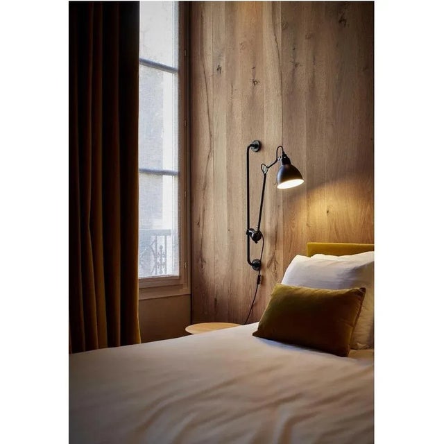 Blue lampe gras n° 210 wall lamp by bernard-albin gras dimensions: d 39 x w 14 x h 78 cm materials: steel also available:...