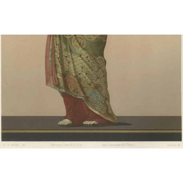 Title: Japanese Lady in Traditional Kimono – Plate VI, Section VIII : A stunning lithograph showcasing a Japanese lady...