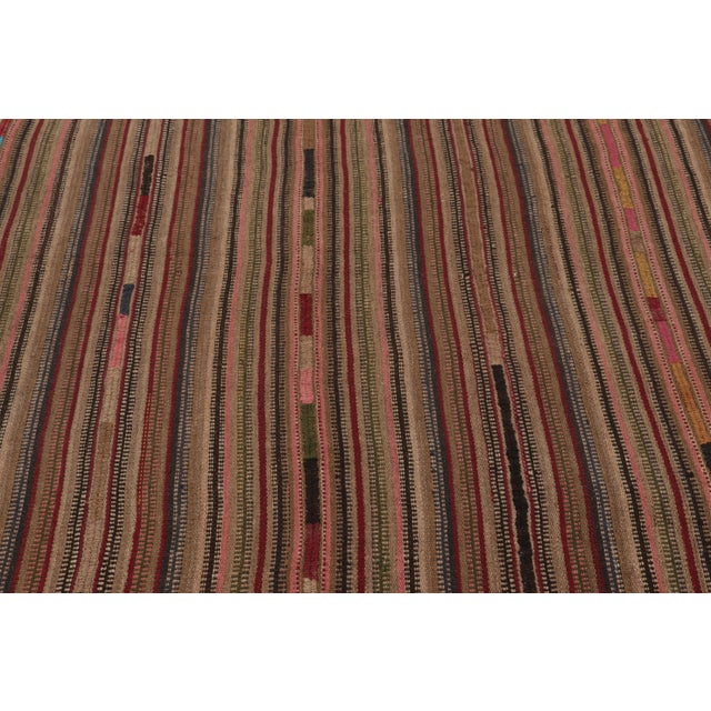 1950s Vintage Palas Bidjari Persian Square Kilim, Colorful Geometric Stripe - Rug & Kilim For Sale - Image 5 of 8