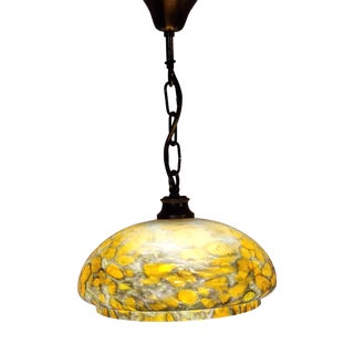 Vintage Ceiling Lamp with Multicolored Murano Glass Shade on a Brass Mount, 1970s For Sale