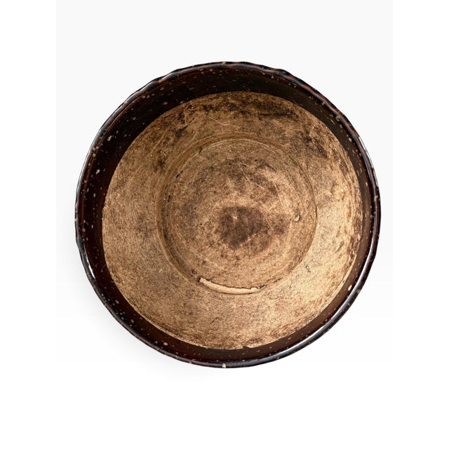 Mid 20th Century Vintage Studio Pottery Bowl With Brown Speckled Drip Glaze | Sculptural Ceramic For Sale - Image 5 of 6