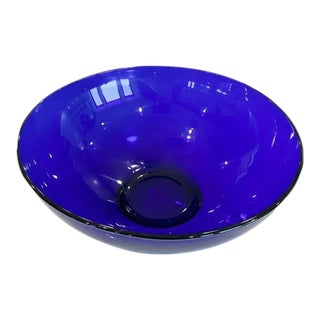Vintage Large Cobalt Blue Serving Bowl For Sale