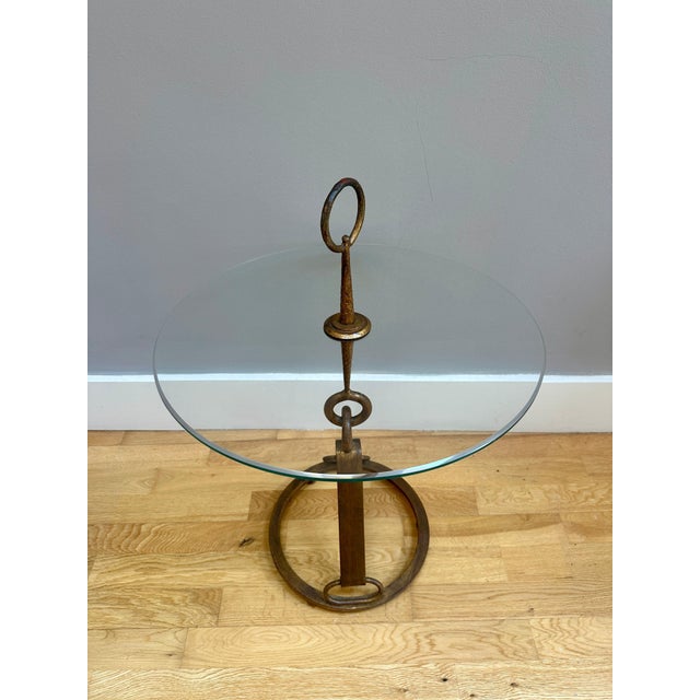 Vintage Circular Side Table in Gilt Wrought Iron by Giovanni Banci for Hermes, 1950 For Sale - Image 12 of 14