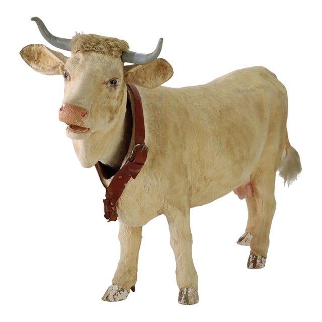 Antique German Clockwork Mechanism Automataton Advertising Nodding Dairy Cow For Sale