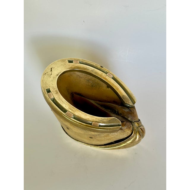 Antique Victorian Brass-Mounted Taxidermy Horse Hoof Memorabilia Catchall For Sale - Image 9 of 10