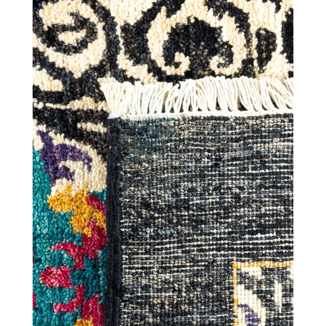 2000 - 2009 Suzani Collection Hand-Knotted Area Rug - Black Collection 7' 10" x 8' 5" For Sale - Image 5 of 9