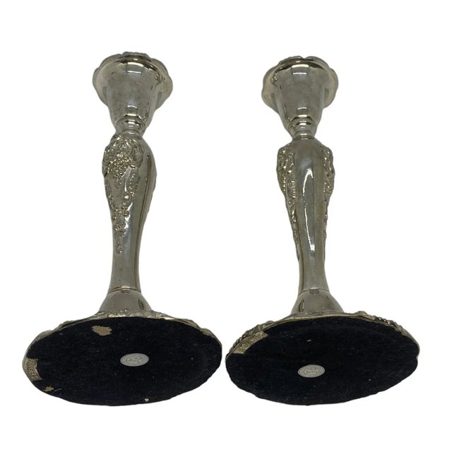 Mid 20th Century Godinger Silverplate Candlestick Holders With Baroque Grapevine Design - a Pair For Sale - Image 9 of 13