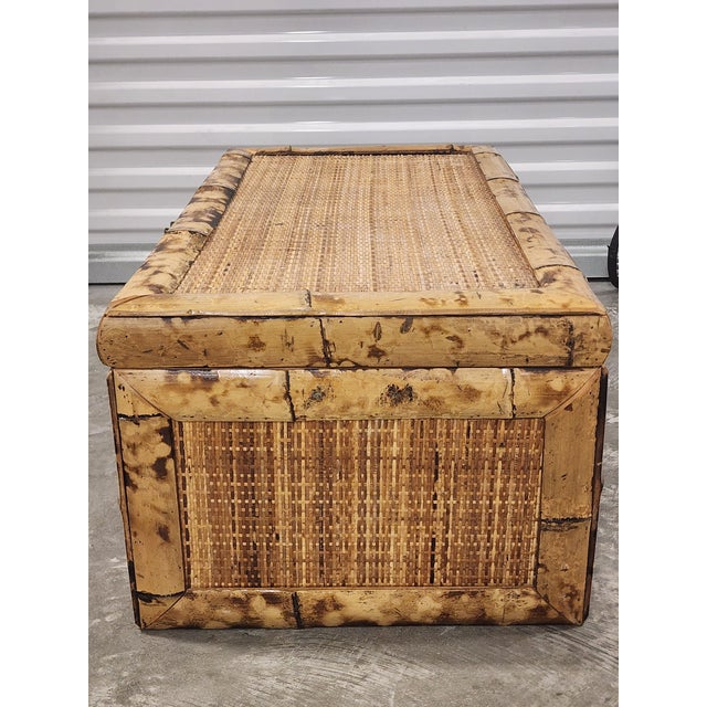Mid Century Asian Bamboo & Rattan Trunk For Sale In New York - Image 6 of 16