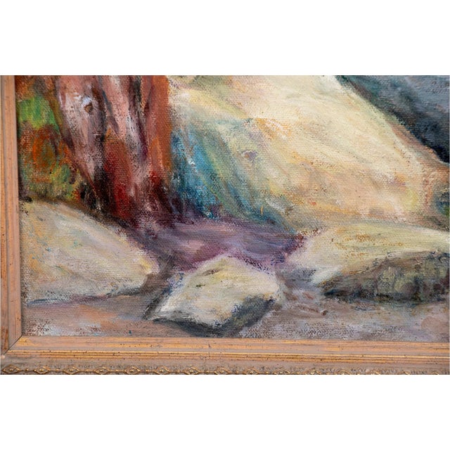 Norma B. Flanagan (20th Century Connecticut) oil painting titled "Low Tide" features a modern expressionistic rendering of...