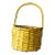 Vintage Yellow Wicker Handle Basket For Sale