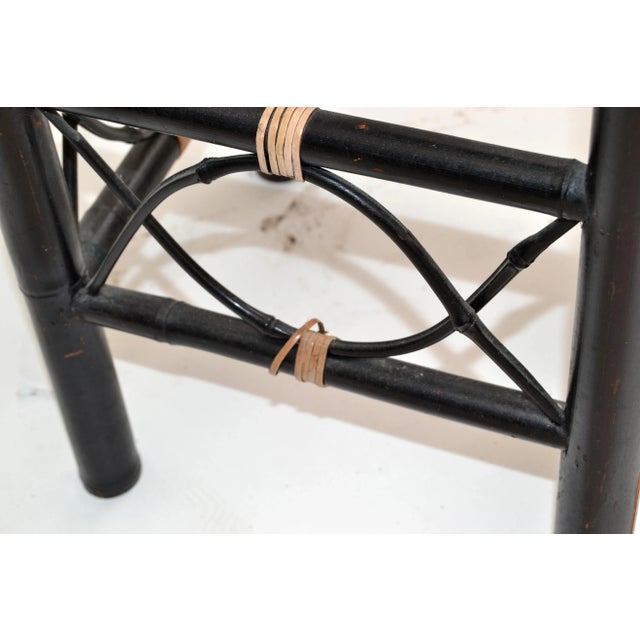 Vintage Brighton Chinoiserie Rattan Bamboo Stand, Side or End Table, Column 1970 For Sale - Image 10 of 13