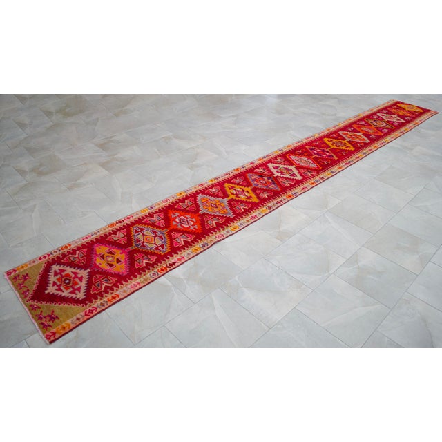 Extremely Long Hand-Knotted Kurdish Runner Rug Turkish Runner. Tribal Hallway Decor - 2′3″ × 18′4″ For Sale - Image 6 of 18