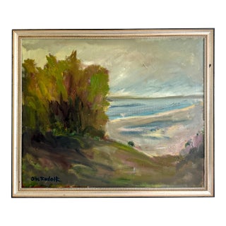 Mid-20th C. Scandinavian Impressionist Coastal Landscape by Olle Rudolph (1932-2021) For Sale