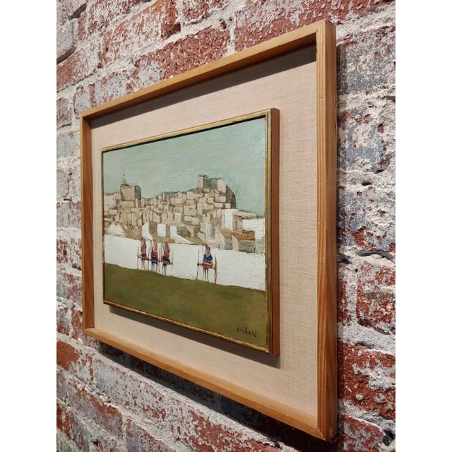 Nicola Simbari -Old Town Landscape With Wine Carts-1956 Oil Painting For Sale - Image 9 of 11