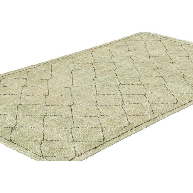 Rug & Kilim Vintage Zeki Müren Runner in Sage Green With Geometric Patterns From Rug & Kilim For Sale - Image 4 of 7