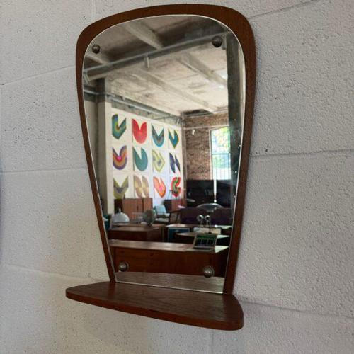 Mid-Century Modern Teak Mirror with Shelf, Denmark, 1960 For Sale - Image 3 of 6