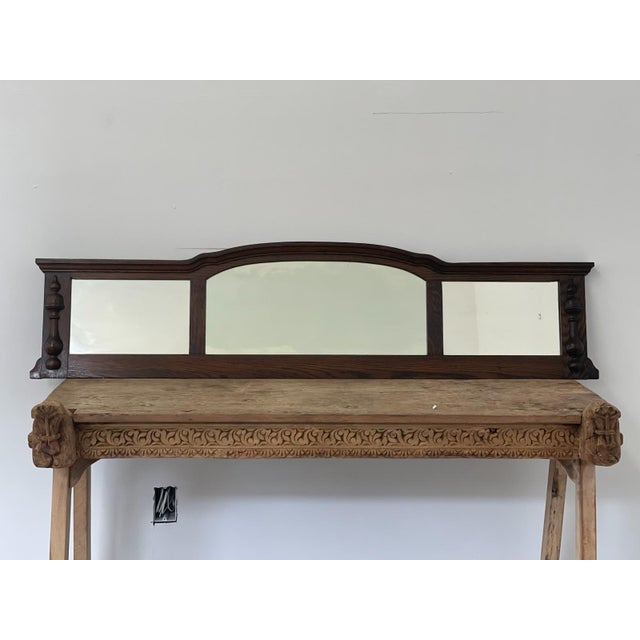 Vintage Three-Panel Wall Mirror With Arched Crest and Turned Wood Frame For Sale - Image 4 of 10