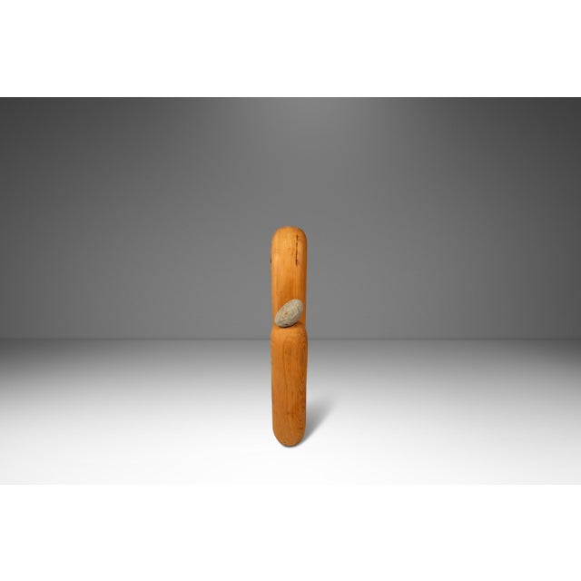 Stone 2-Piece Organic Modern Abstract Freestanding Sculpture in Solid Cypress & Stone by Mark Leblanc for Leblanc Studios, Usa, C. 2020s For Sale - Image 7 of 14