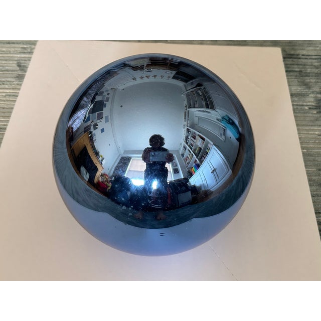 Victorian Early 20th Century Mercury Glass Garden Gazing Ball Ornament For Sale - Image 3 of 11