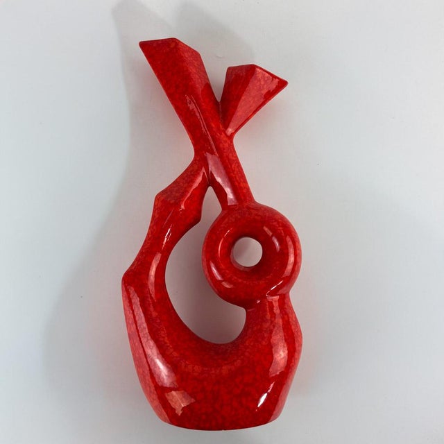Vintage Red Glaze Ceramic Vase by Roberto Rigon for Bertoncello, 1970s For Sale - Image 9 of 11