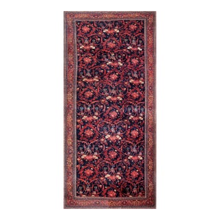 1880s Blue Navy Mostofi Tribal Hand Knotted Antique Persian Bijar Rug 9'3" X 20'3" Wool Carpet For Sale