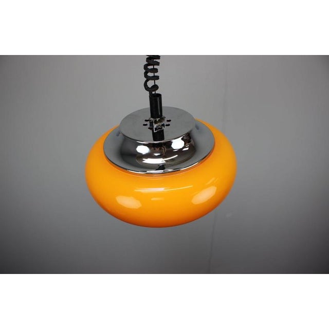 Guzzini Space Age Pendant Lamp in Orange from Guzzini, Italy, 1970s For Sale - Image 4 of 11