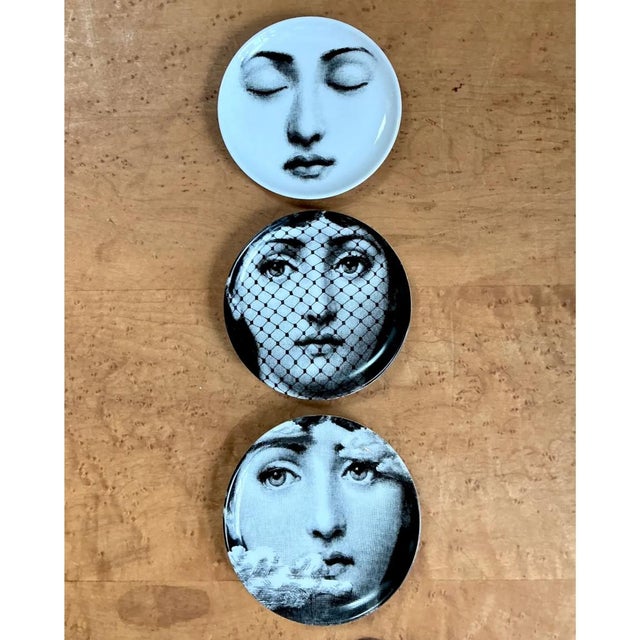Late 20th Century Fornasetti Tema E Variazioni Ceramic Small Plates - Set of Three For Sale - Image 5 of 12