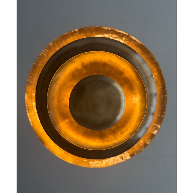 Handmade Solid Brass Tiered Chandelier: Modern Sculptural Pendant Light Fixture For Sale - Image 9 of 15