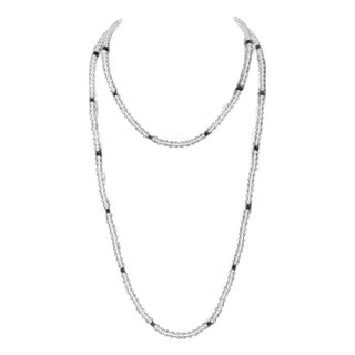 Set of Two 14k Yellow Gold, Crystal & Onyx Necklaces For Sale