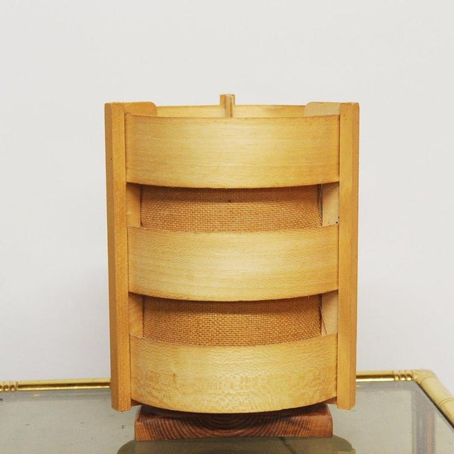 Wooden Lamellae Cylindric Table Lamp, 1970s For Sale - Image 11 of 12