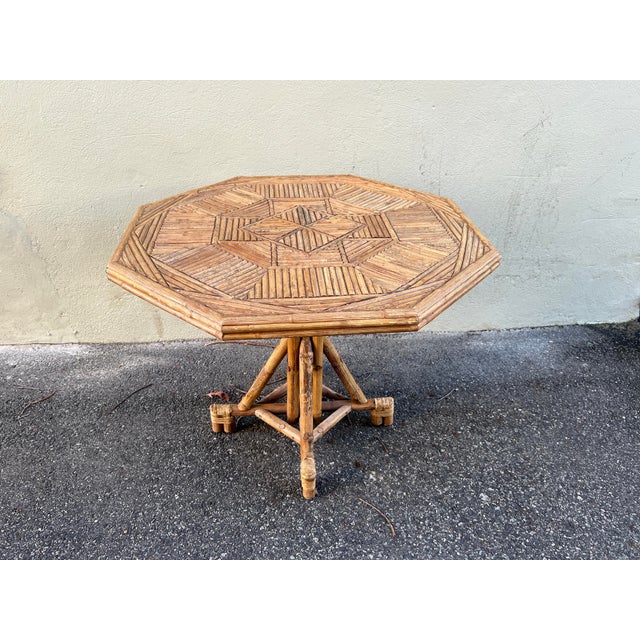 Mid 20th Century Mid 20th Century Rattan Bamboo Octagonal Dining or Center Table For Sale - Image 5 of 12