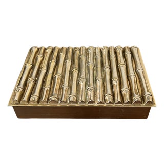 Petite Plated Faux Bamboo Container Baguès, France, 1960s For Sale