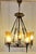 Vintage Rustic Chandelier in Wrought Iron, Brass, and Amber Glass Shades, 1970s For Sale - Image 9 of 9