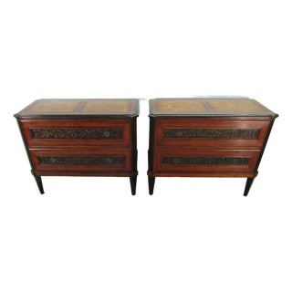 Milling Road by Baker Furniture Pair of Matching Burl Wood Chests For Sale