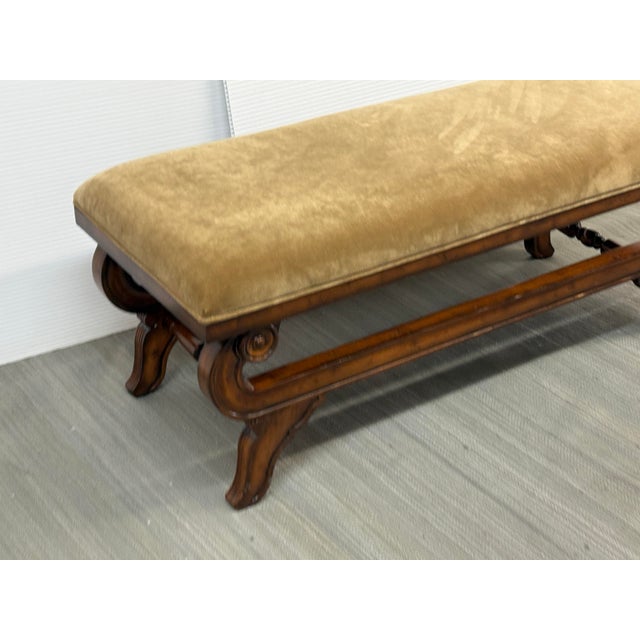 Gold Bernhardt Golden Velvet Bench For Sale - Image 8 of 12