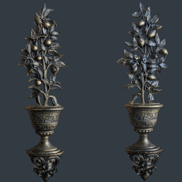 Vintage Citrus Lemon Tree Topiary Sculptural Wall Art- A Pair For Sale - Image 13 of 14