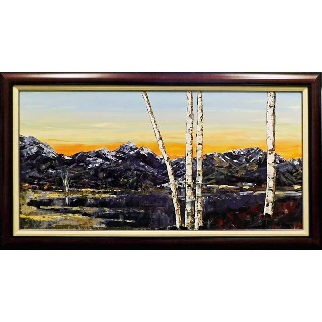 "Purple Range" framed Original Acrylic Painting on Canvas by Maya Eventov Hand Signed by the Artist museum mounted, matted...