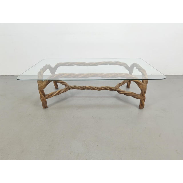 Vintage Boho Coffee Table in Rattan and Bamboo, 1970s For Sale - Image 9 of 16
