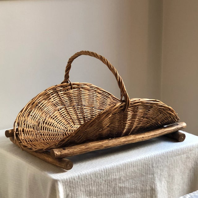 Antique Wood-Framed Flower Gathering Basket For Sale - Image 4 of 13