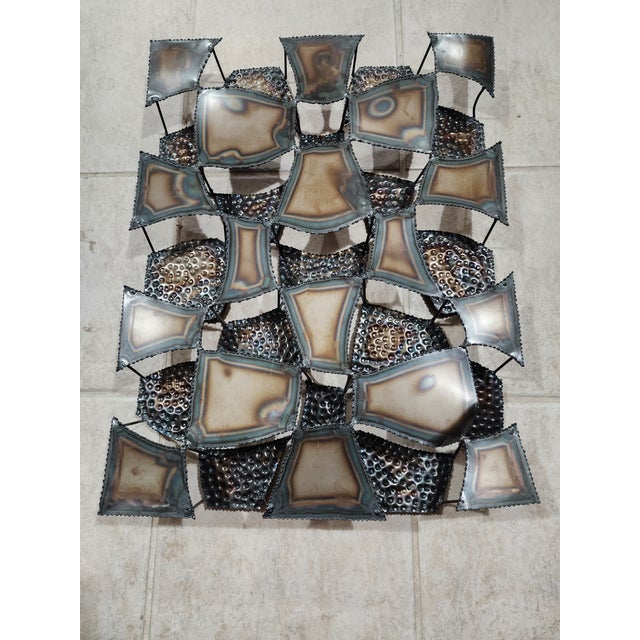 Metal Vintage Brutalist Metal Wall Sculpture | Torch Cut Welded Steel Wall Art | Mid Century Modern Brutalist Decor For Sale - Image 7 of 9