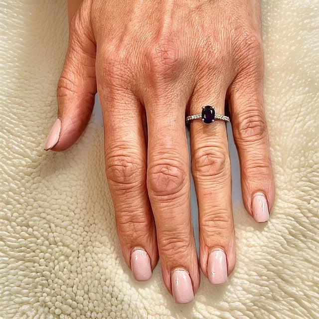 Natural Sapphire Diamond Ring 6.5 14k W Gold 2.35 TCW Certified For Sale - Image 4 of 13