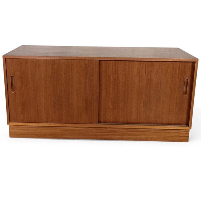 Low Mid-Century Danish Teak Sideboard with Sliding Door For Sale - Image 10 of 10